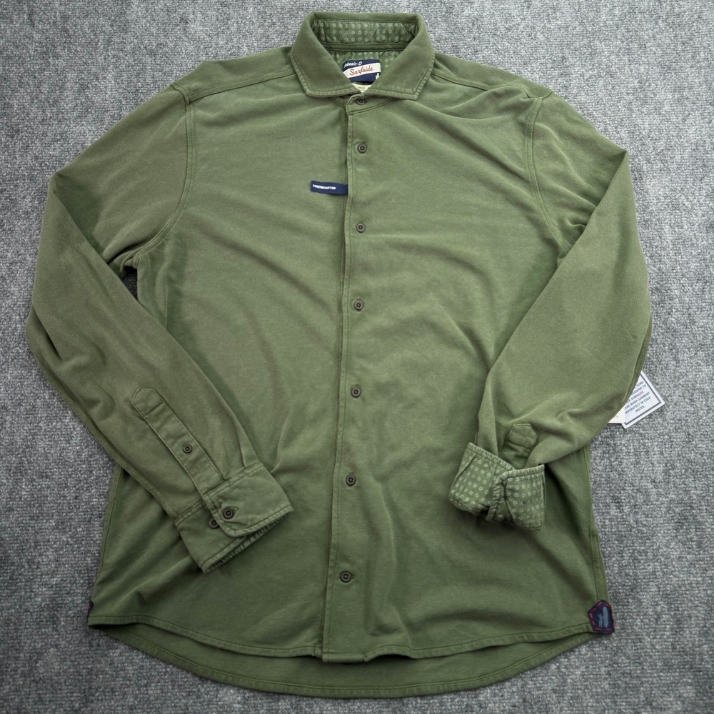johnnie-O Olive Green Casual Button-Down Shirt